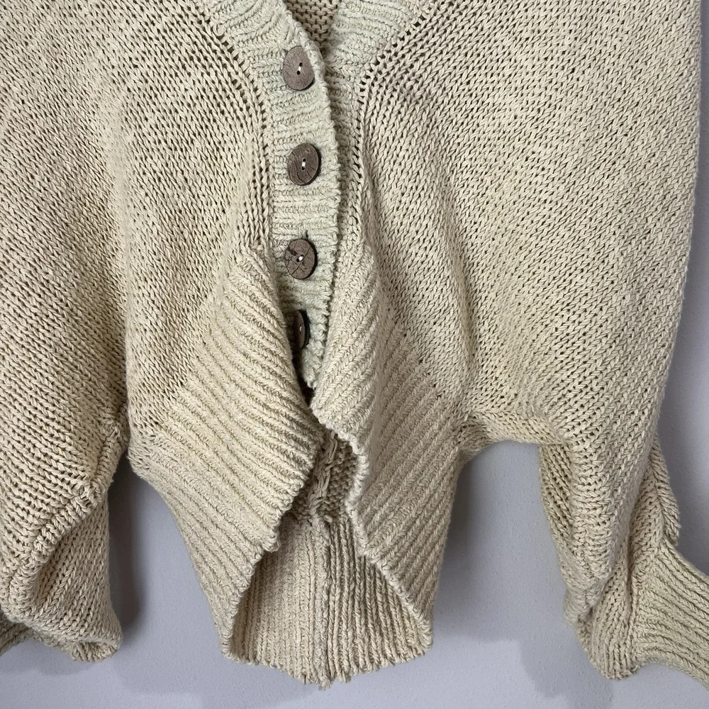 Free People Beach Sandra Sweater Cardigan Women's XS Knit Cropped‎ Cream Beige